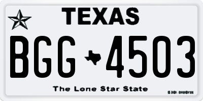 TX license plate BGG4503