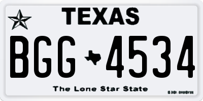 TX license plate BGG4534