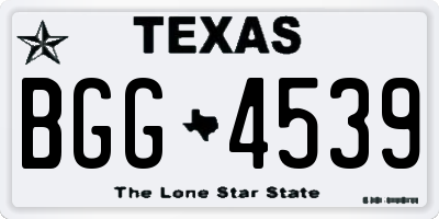 TX license plate BGG4539