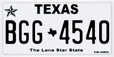TX license plate BGG4540