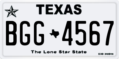 TX license plate BGG4567