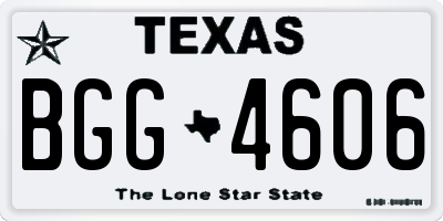 TX license plate BGG4606