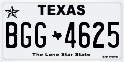 TX license plate BGG4625