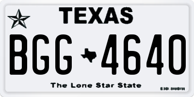 TX license plate BGG4640