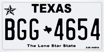 TX license plate BGG4654