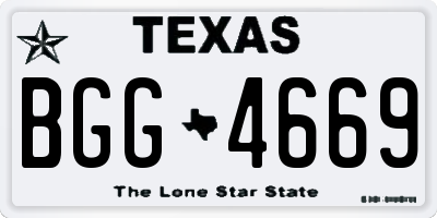 TX license plate BGG4669