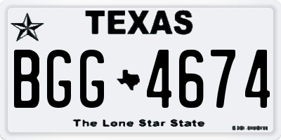 TX license plate BGG4674