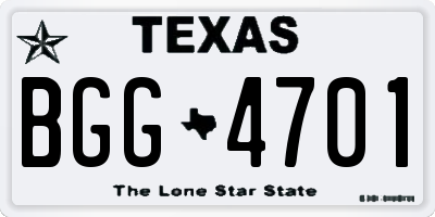 TX license plate BGG4701