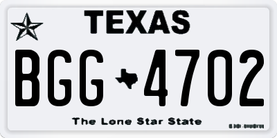 TX license plate BGG4702