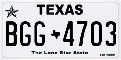 TX license plate BGG4703