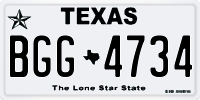 TX license plate BGG4734