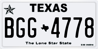 TX license plate BGG4778