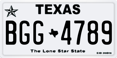 TX license plate BGG4789