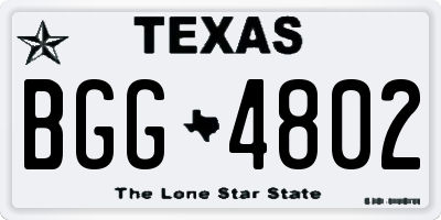 TX license plate BGG4802
