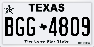 TX license plate BGG4809