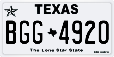 TX license plate BGG4920