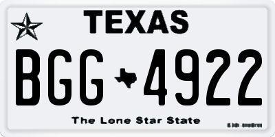 TX license plate BGG4922