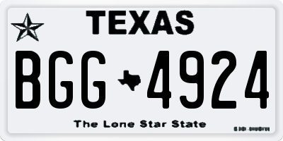 TX license plate BGG4924