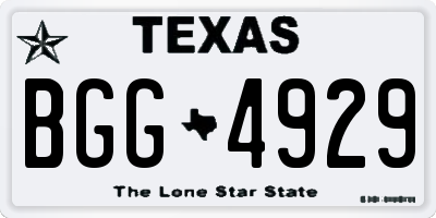 TX license plate BGG4929