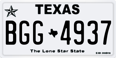 TX license plate BGG4937