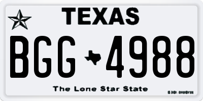 TX license plate BGG4988