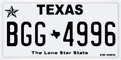 TX license plate BGG4996