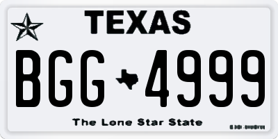 TX license plate BGG4999
