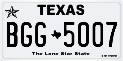 TX license plate BGG5007
