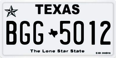 TX license plate BGG5012