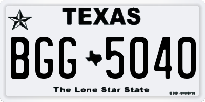 TX license plate BGG5040