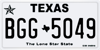 TX license plate BGG5049