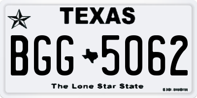 TX license plate BGG5062