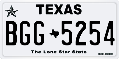 TX license plate BGG5254
