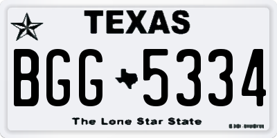 TX license plate BGG5334