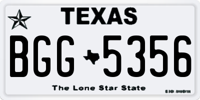 TX license plate BGG5356