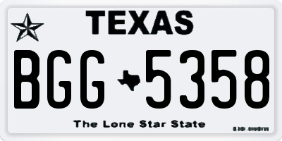 TX license plate BGG5358