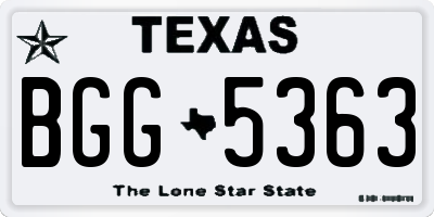 TX license plate BGG5363