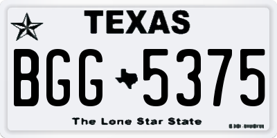 TX license plate BGG5375