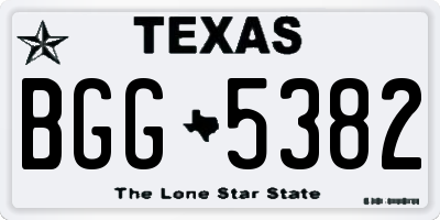 TX license plate BGG5382