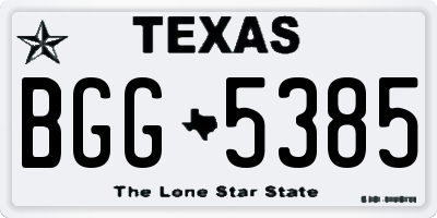 TX license plate BGG5385