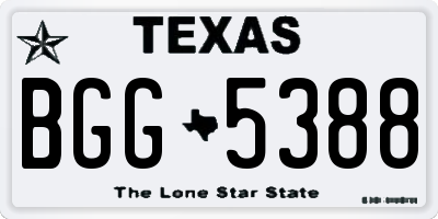 TX license plate BGG5388