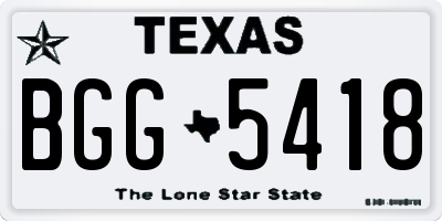 TX license plate BGG5418