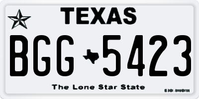 TX license plate BGG5423