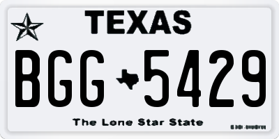 TX license plate BGG5429