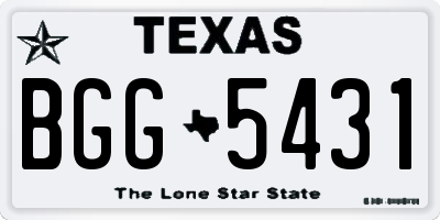 TX license plate BGG5431
