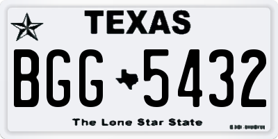 TX license plate BGG5432