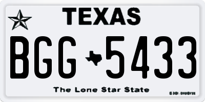 TX license plate BGG5433