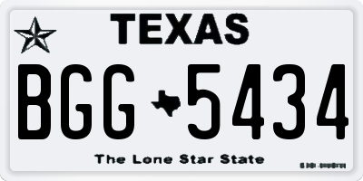 TX license plate BGG5434