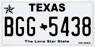 TX license plate BGG5438
