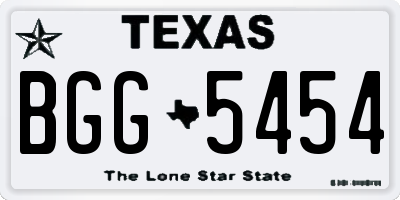 TX license plate BGG5454